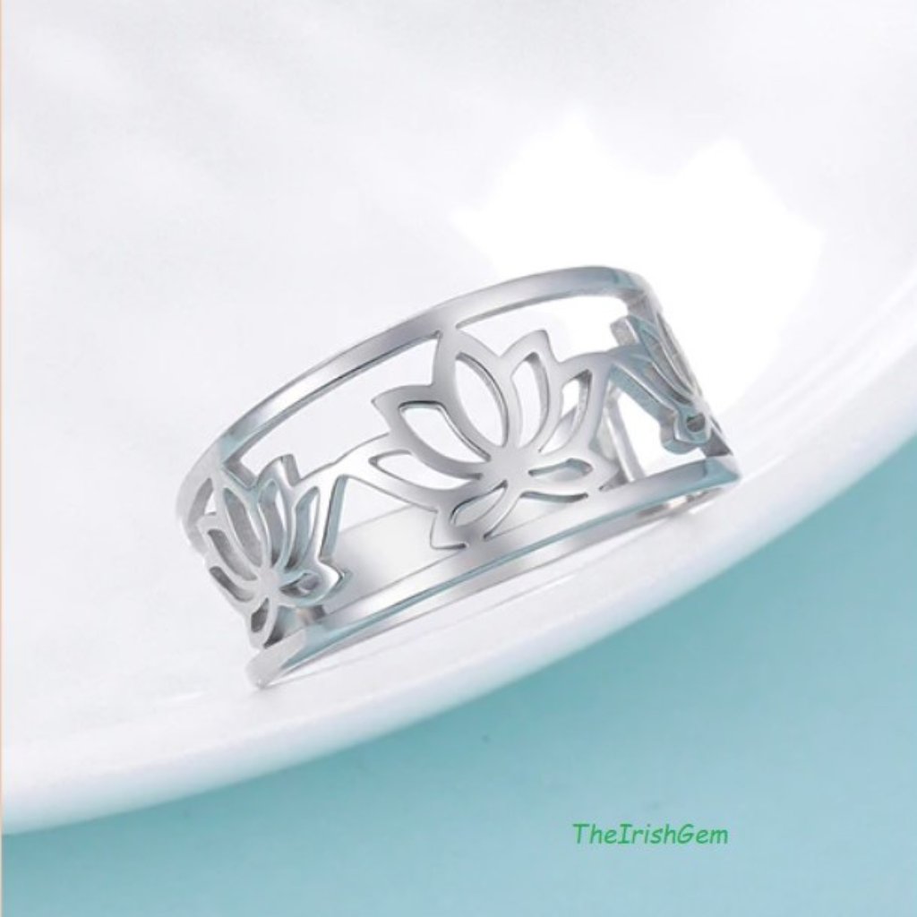 Stainless Steel Lotus Flower Ring